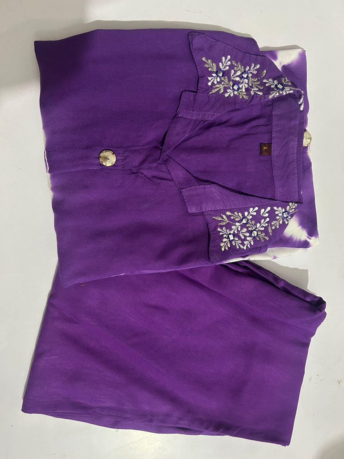 Purple Rayon Kurti Plazo With Chiffon Dupatta